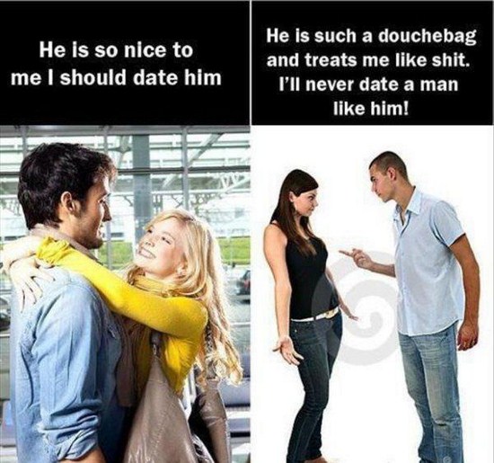 meme dating - He is so nice to me I should date him He is such a douchebag and treats me shit. I'll never date a man him!