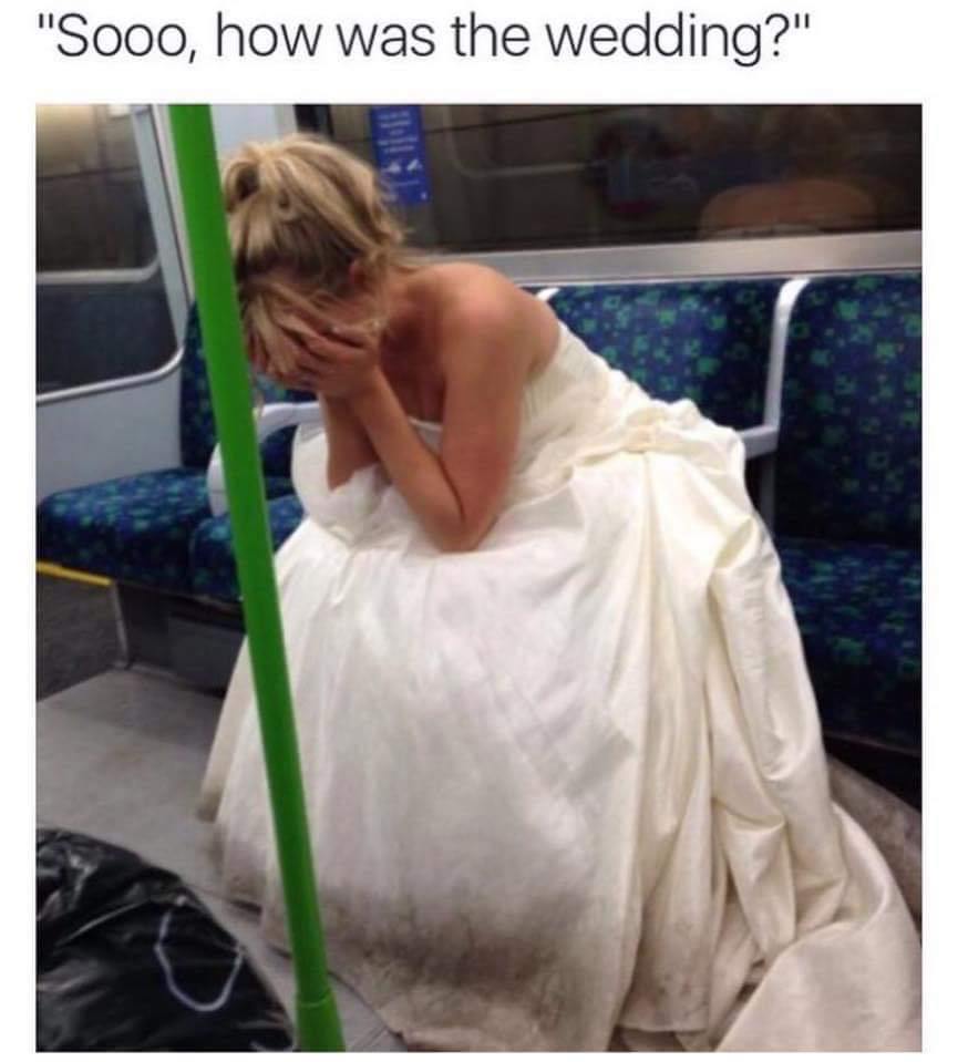 bride crying on subway -