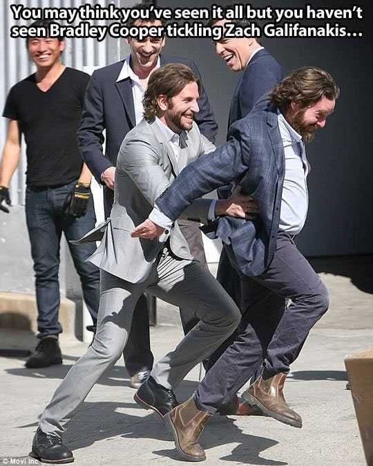 zach galifianakis bradley cooper - You may think you've seen it all but you haven't seen Bradley Cooper tickling Zach Galifanakis... Movi Inc