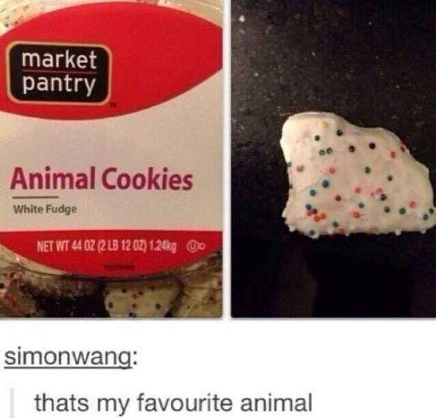 tumblr - that's my favourite animal - market pantry Animal Cookies White Fudge Net Wt 44 02 2 Lb 12 Oz g Oo simonwang thats my favourite animal
