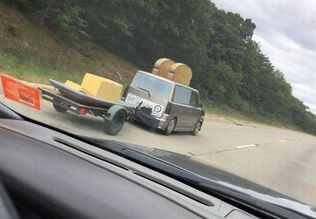 toaster car with butter trailer