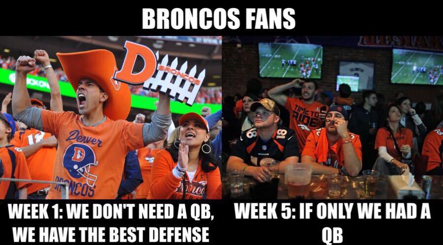 crowd - Broncos Fans Pewer Bloo Week 1 We Don'T Need A Qb, Week 5 If Only We Had A We Have The Best Defense Qb