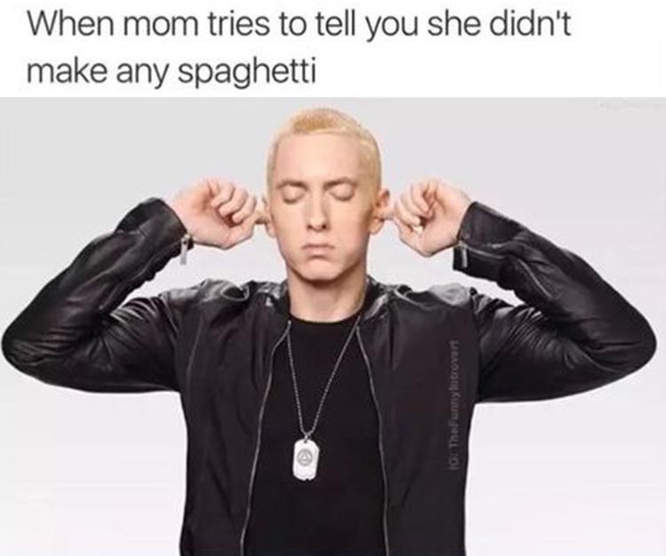 eminem spaghetti memes - When mom tries to tell you she didn't make any spaghetti 10 The funny trovert