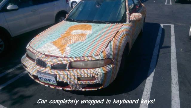 bumper - Car completely wrapped in keyboard keys!