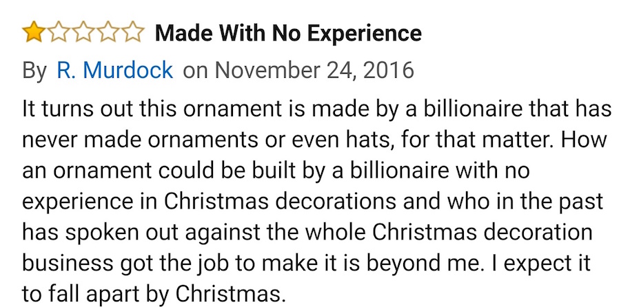 25 Funniest Reviews For This "Make America Great Again" Hat Christmas Ornament