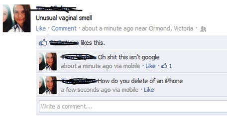 website - Unusual vaginal smell Comment about a minute ago near Ormond, Victoria i this. Tie n es Oh shit this isn't google about a minute ago via mobile. 51 How do you delete of an iPhone a few seconds ago via mobile. Write a comment...