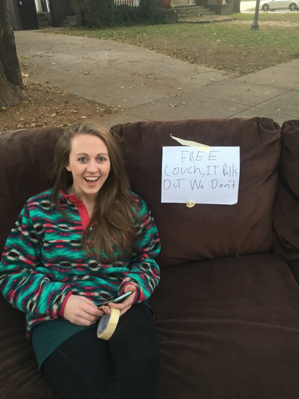 fun - Free Couch, It Pulls Oct. We Don't