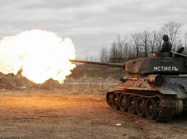 Big Wind is made from an old Russian T-34 tank which weighs in at 46-tons (92,000-lbs.). Mounted on top of those tracks are two 10-foot long engines.