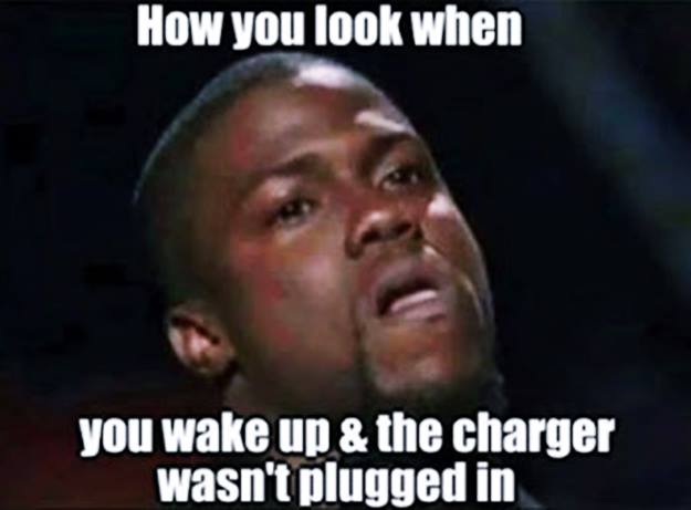Kevin Hart and the look you give when the charger wasn't plugged in all night