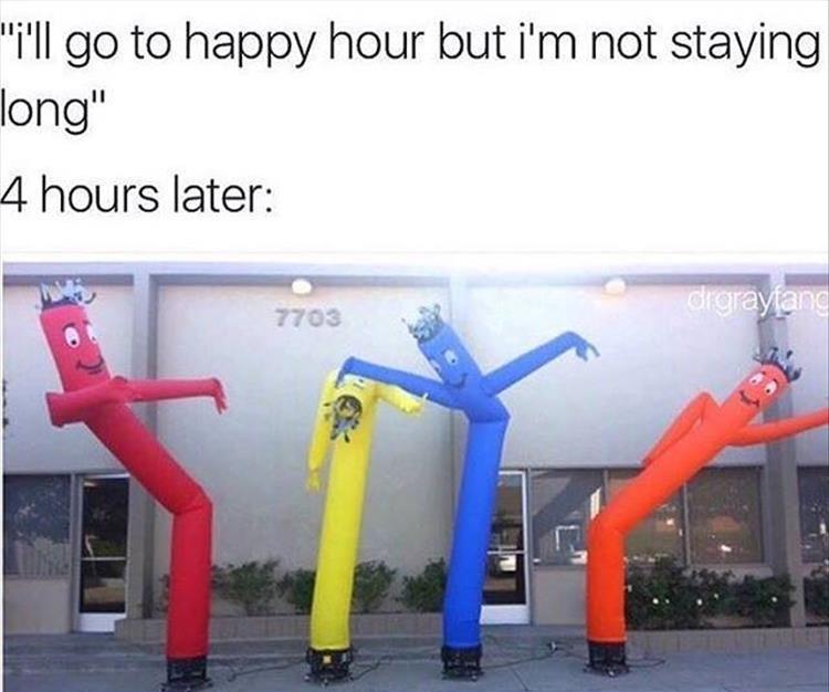 Dancing tube men on how it feels when you go out but only having 1 drink