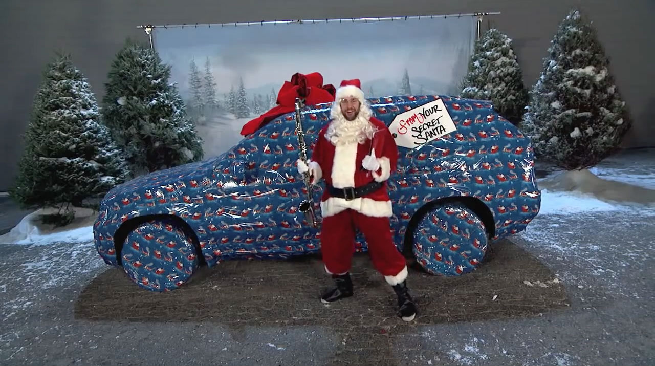 christmas pics and memes - gift wrapped car kimmel - fromNour Secret Santa