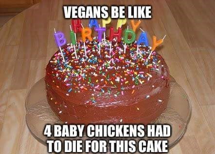 t shirts get here monday - Vegans Be 4 Baby Chickens Had To Die For This Cake