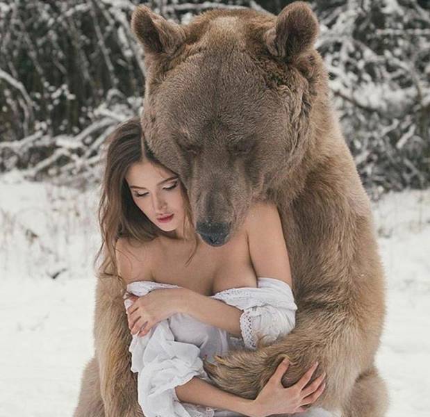 woman with bear