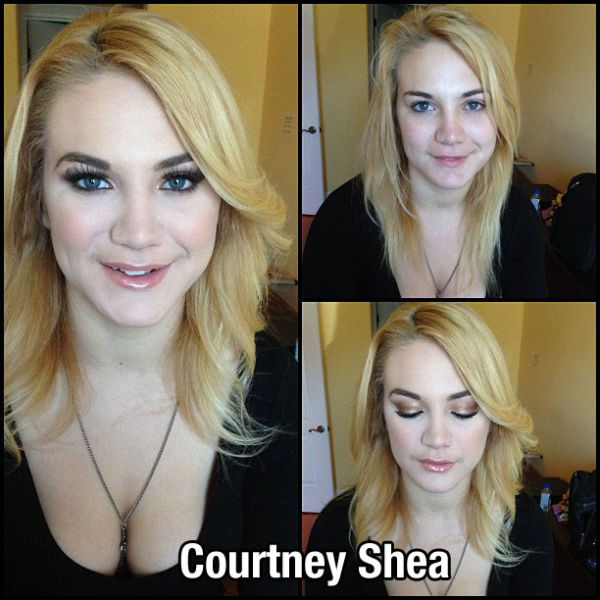 Courtney Shea with and without makeup