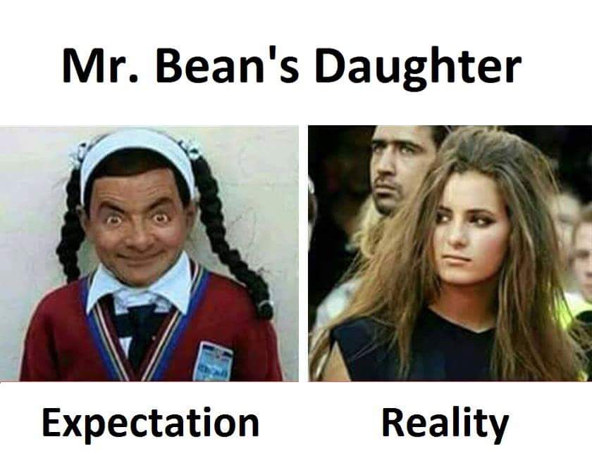 meme - mr bean kid meme - Mr. Bean's Daughter Expectation Reality