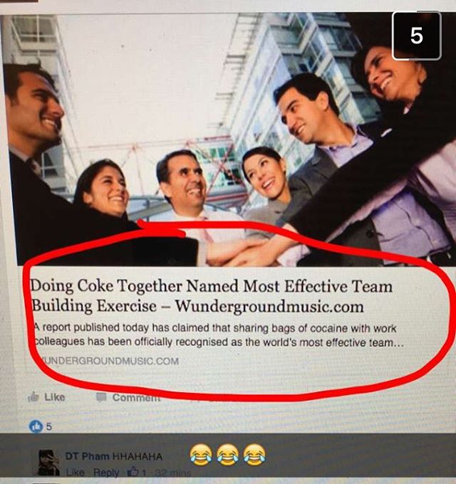 best team building memes - Doing Coke Together Named Most Effective Team Building Exercise Wundergroundmusic.com A report published today has claimed that sharing bags of cocaine with work colleagues has been officially recognised as the world's most effe