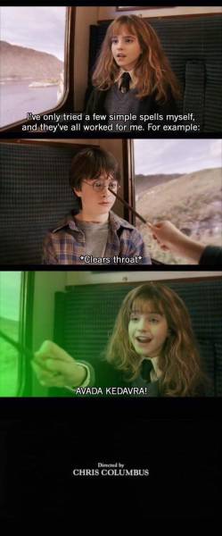 silly but funny meme about Harry Potter and learning just 1 spell.