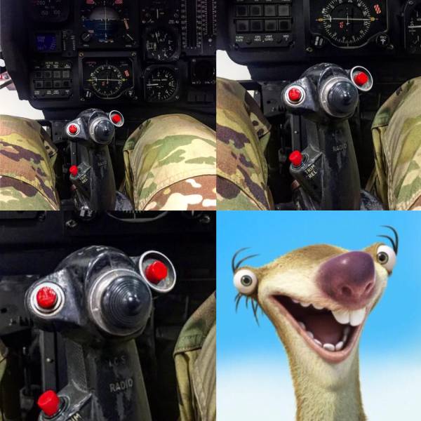 Airplane joystick that looks like the character from Ice Age