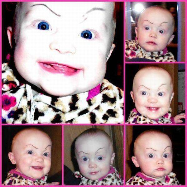 cool pic drawing eyebrows on babies