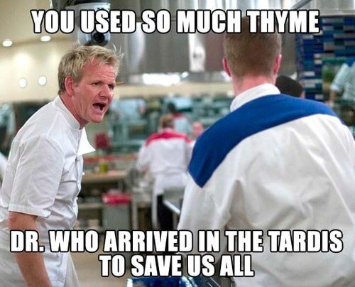 gordon ramsey memes - You Used So Much Thyme Dr. Who Arrived In The Tardis To Save Us All