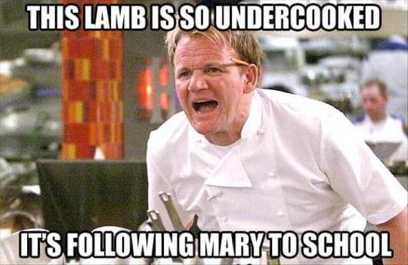 gordon ramsay memes funny - This Lamb Is So Undercooked It'S Foltowing Mary To School