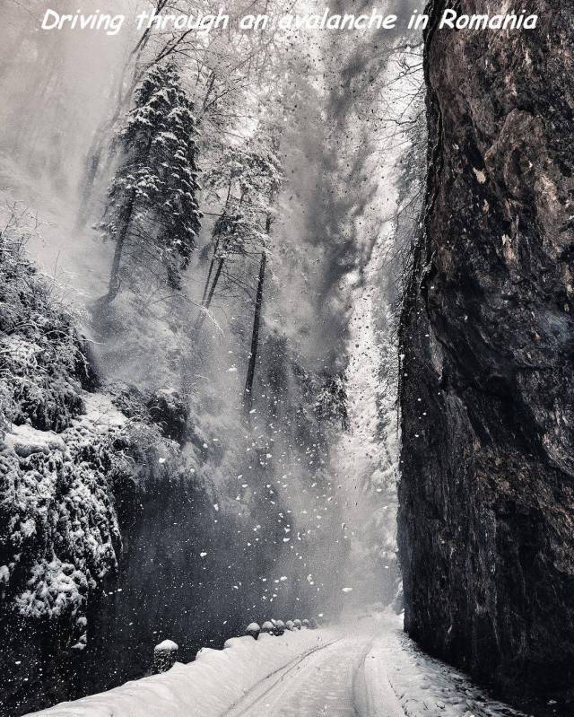 random pic nature - Driving through an avalanche in Romania