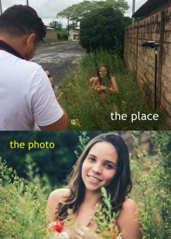 work meme about photographers turning ugly locations into beautiful photos