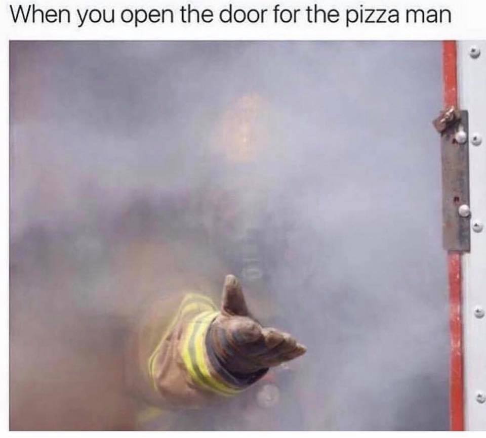 work meme about ordering pizza when you're high