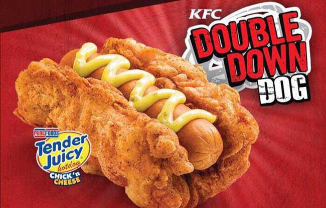 food fail double down dog - Kfc Double Down Dog Purefoods Tender Juicy kotdog Chick" Cheese