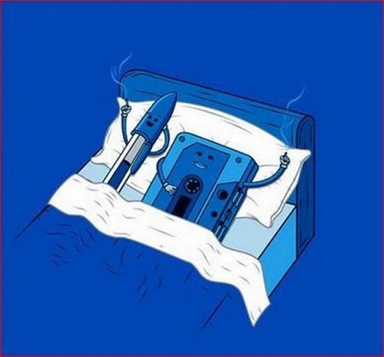 cassette and pen cartoon