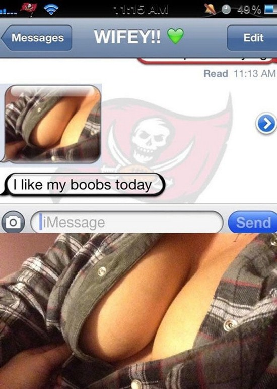 funny - 49% Messages Wifey!! Edit Read I my boobs today O iMessage Send