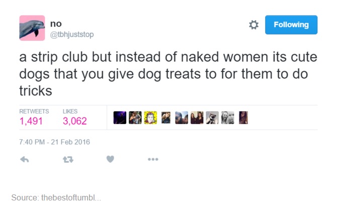 multimedia - no ing a strip club but instead of naked women its cute dogs that you give dog treats to for them to do tricks 1,491 3,062 Source thebestoftumbl...
