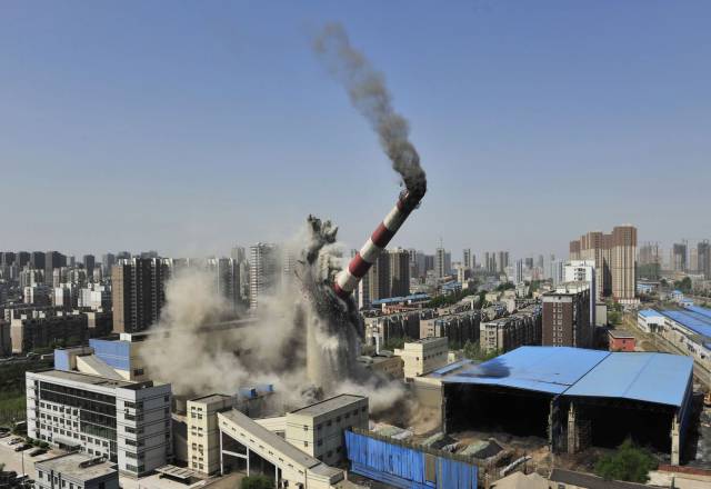 coal fired electric power plant chimney demolition china - A