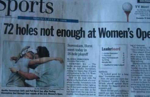funny dirty news headlines - Section Tv Rent pports 72 holes not enough at Women's Ope Sorerstam, Hurst meet today in 18 hole playoff Leaderboard Non Newport The tu wy