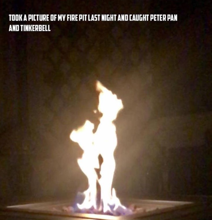 peter pan and tinkerbell memes - Took A Picture Of My Fire Pit Last Night And Caught Peter Pan And Tinkerbell