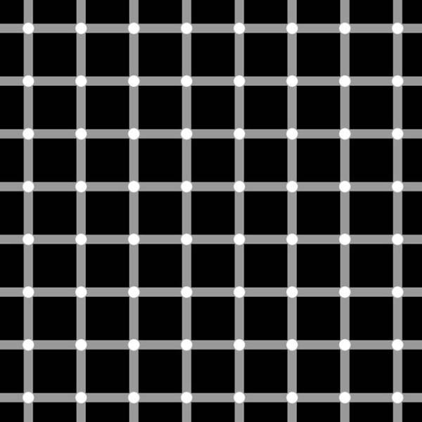 Dark Spots-

This optical illusion looks like black spots appear at the intersections of the white lines.