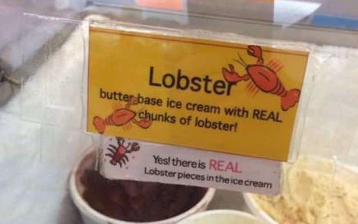 cursed ice cream - Lobster butter base ice cream with Real chunks of lobster! Yes! there is Real Lobster pieces in the ice cream