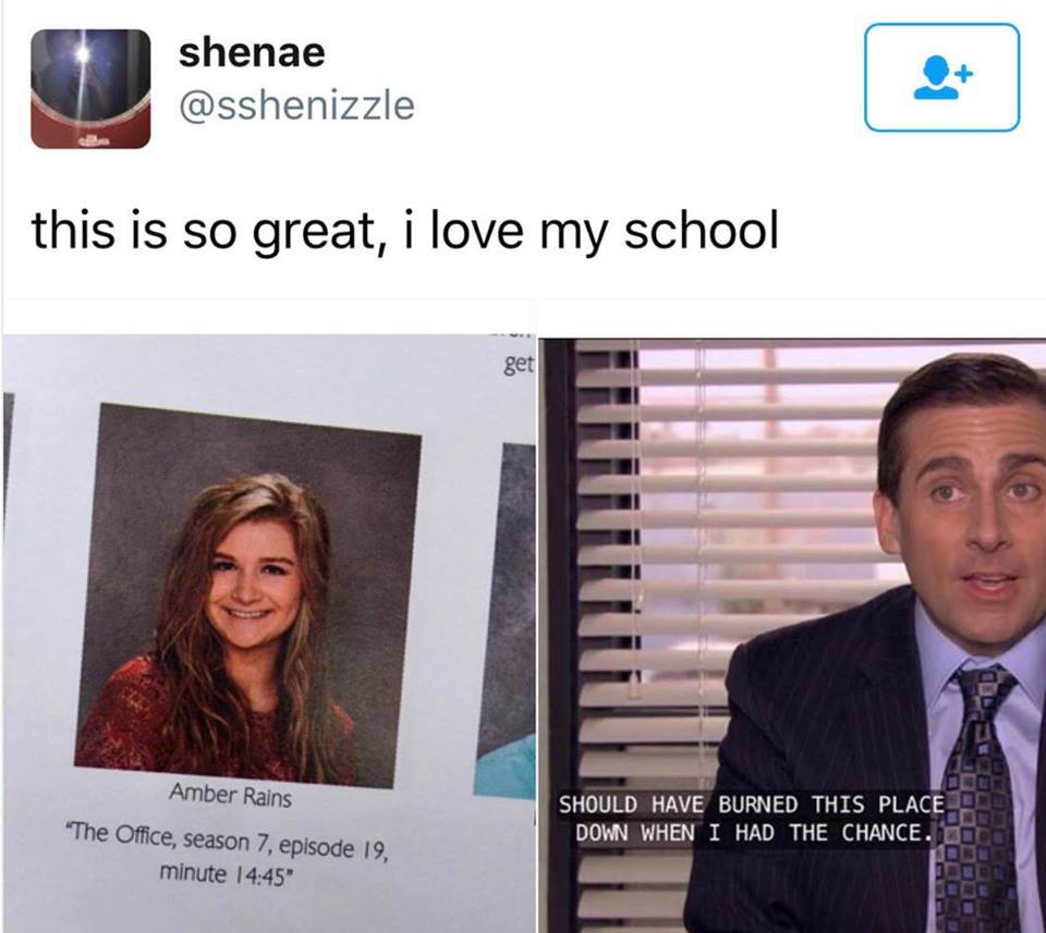 should have burned this place down - shenae this is so great, i love my school get Amber Rains "The Office, season 7, episode 19, minute " Should Have Burned This Place Down When I Had The Chance.