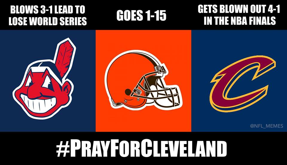 Meme making fun of Cleveland for losing a football game.