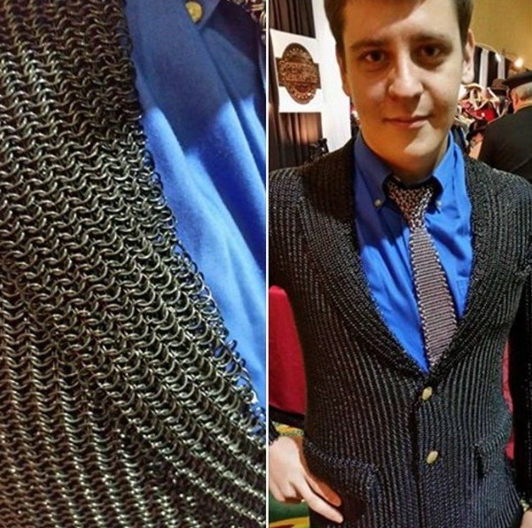 Suit made out of chain armor.