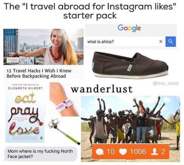 Starter pack for those who travel abroad to instagram likes.