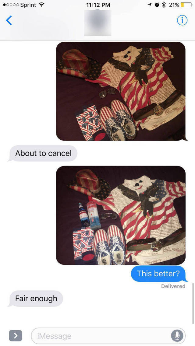 Texting of outfits joked around as reason to cancel 4th of July