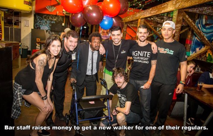 pub - Dati Ignite Hga Lught Bar staff raises money to get a new walker for one of their regulars.