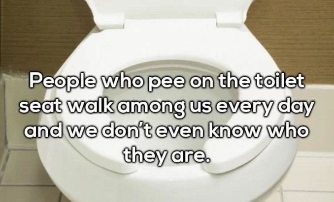 toilet seat - People who pee on the toilet seat walk among us every day and we don't even know who they are.
