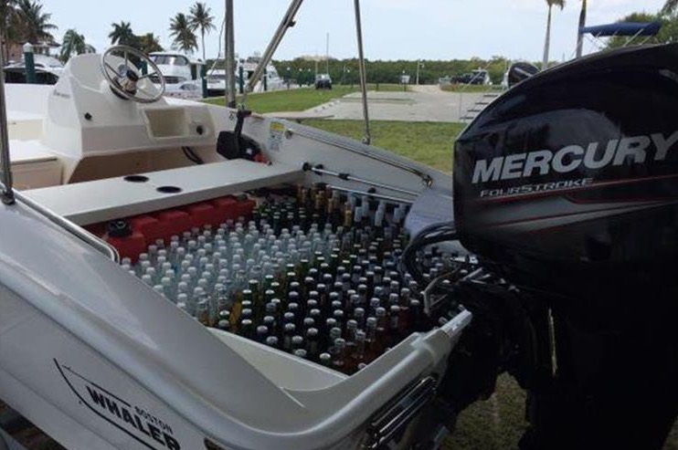 Motorboat loaded with beer