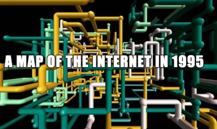 Map of the internet in 1995 - screensaver of pipes