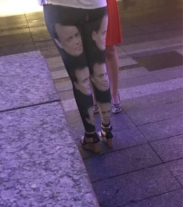 Tights with the image of Steve Buscemi all over it.