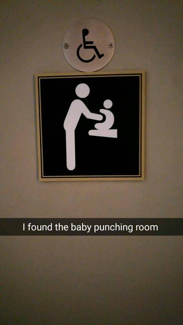 sign - I found the baby punching room