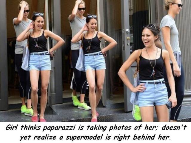 cool pic karlie kloss funny - Girl thinks paparazzi is taking photos of her doesn't yet realize a supermodel is right behind her.