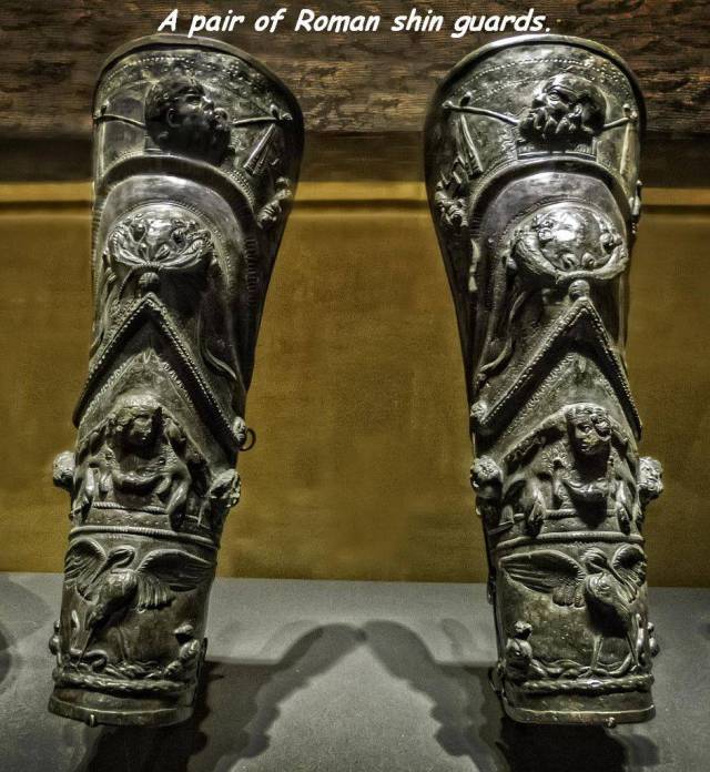 gladiator shin guards - A pair of Roman shin guards.